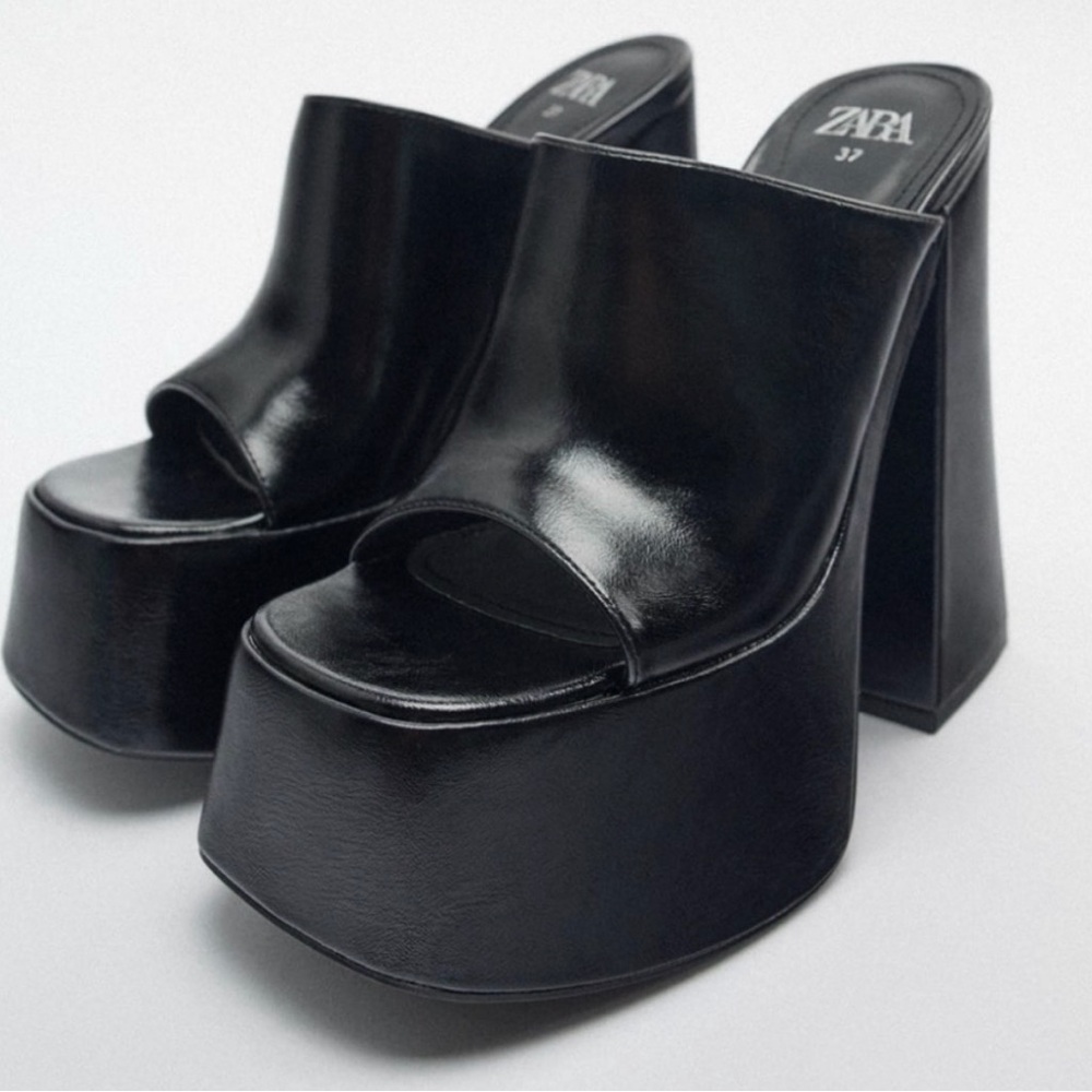 Zara Black Platform Mules